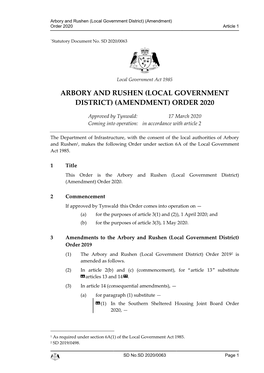 Arbory and Rushen (Local Government District) (Amendment) Order 2020 Article 1