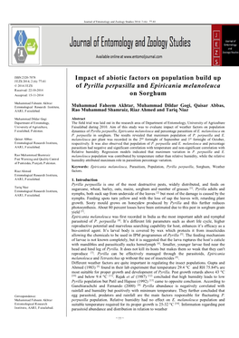 Impact of Abiotic Factors on Population Build up of Pyrilla Perpusilla And