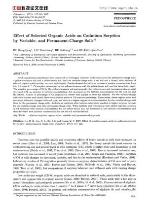 Effect of Selected Organic Acids on Cadmium Sorption by Variable- and Permanent-Charge Soils*'