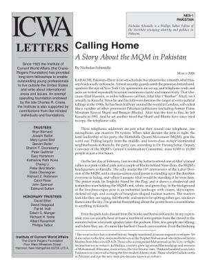 Calling Home: a Story About the MQM in Pakistan