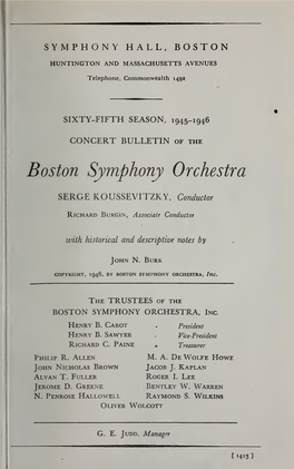 Boston Symphony Orchestra Concert Programs, Season 65,1945-1946
