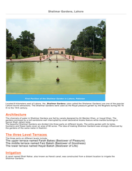 Shalimar Gardens, Lahore