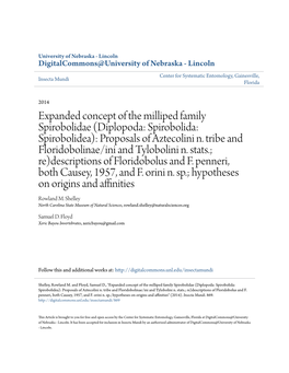 Diplopoda: Spirobolida: Spirobolidea): Proposals of Aztecolini N