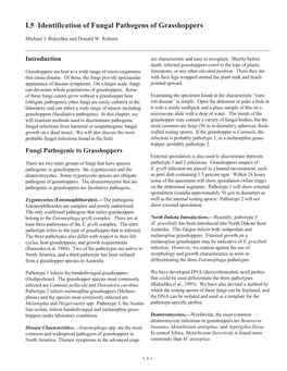 I.5 Identification of Fungal Pathogens of Grasshoppers