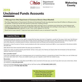 2019 Unclaimed Funds Accounts