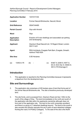 Ashford Borough Council - Report of Development Control Managers Planning Committee 4 February 2015 ______