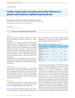 Cardiac Tamponade Caused by Pericardial Effusion in a Patient with Systemic Capillary Leak Syndrome