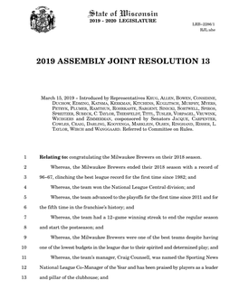 2019 Assembly Joint Resolution 13