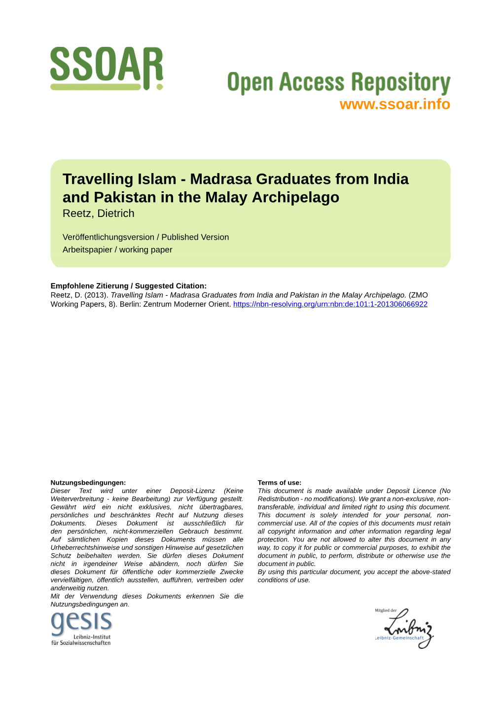 Travelling Islam - Madrasa Graduates from India and Pakistan in the Malay Archipelago Reetz, Dietrich