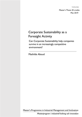 Corporate Sustainability As a Foresight Activity