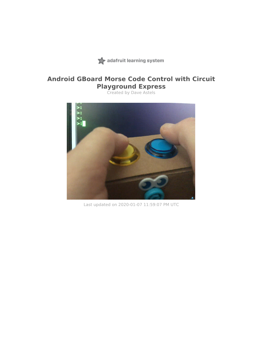 Android Gboard Morse Code Control with Circuit Playground Express Created by Dave Astels