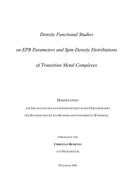 Density Functional Studies on EPR Parameters and Spin-Density Distributions