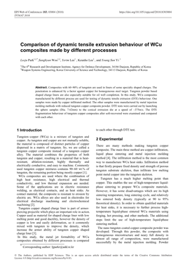 Comparison of Dynamic Tensile Extrusion Behaviour of Wcu Composites Made by Different Processes
