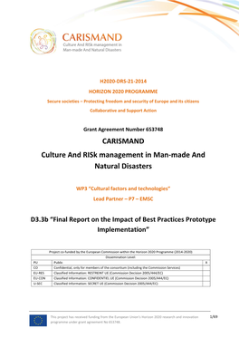 CARISMAND Culture and Risk Management in Man-Made and Natural Disasters