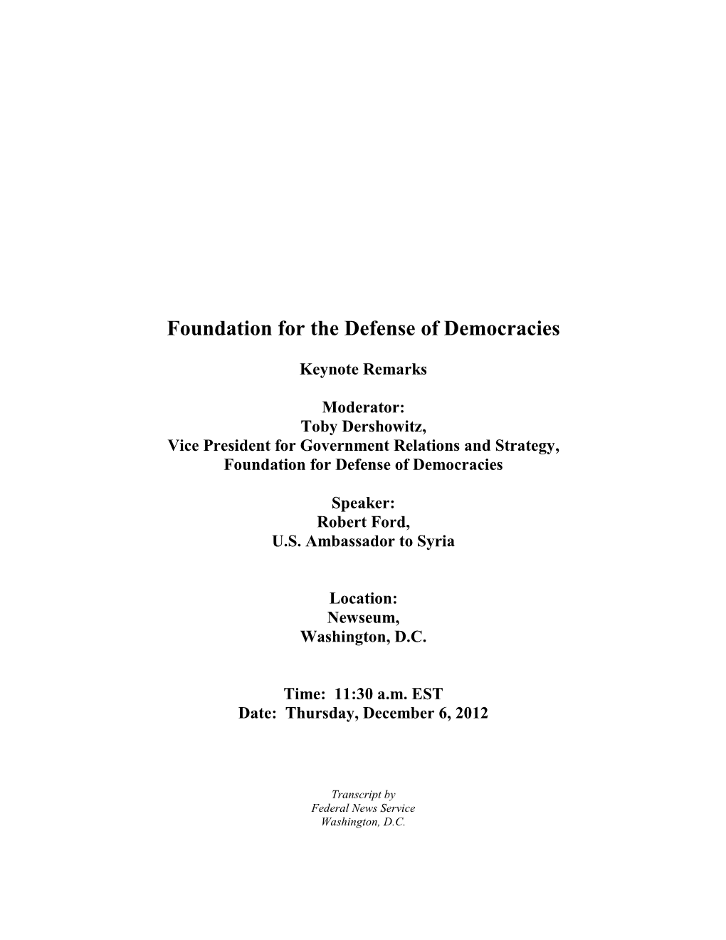 Foundation for the Defense of Democracies