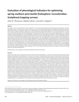 Evaluation of Phenological Indicators for Optimizing Spring Southern Pine Beetle (Coleoptera: Curculionidae: Scolytinae) Trapping Surveys