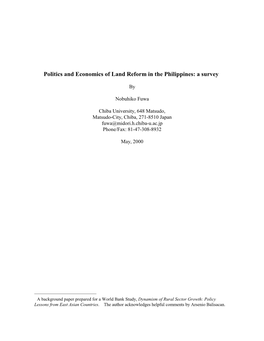 Agrarian Reform in the Philippines (Newest Outline)