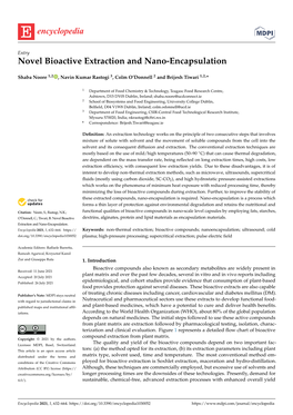 Novel Bioactive Extraction and Nano-Encapsulation