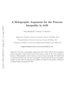A Holographic Argument for the Penrose Inequality in Ads