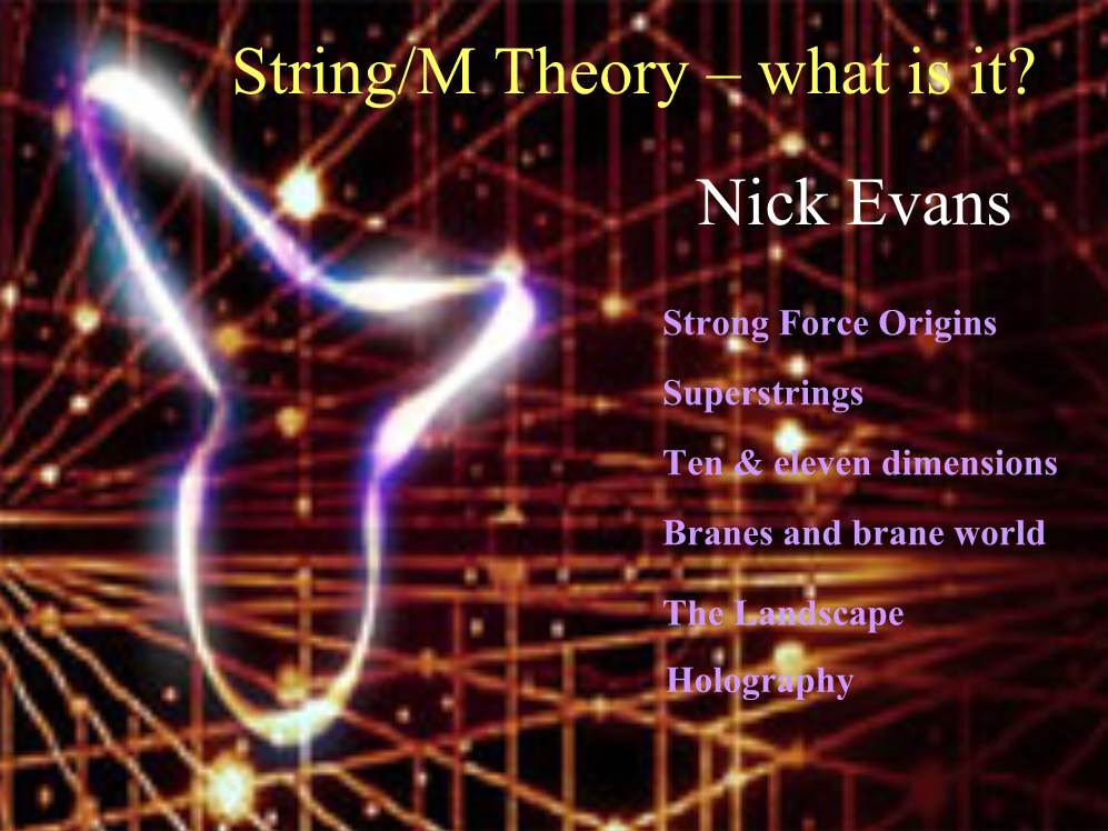 String/M Theory – What Is It? Nick Evans