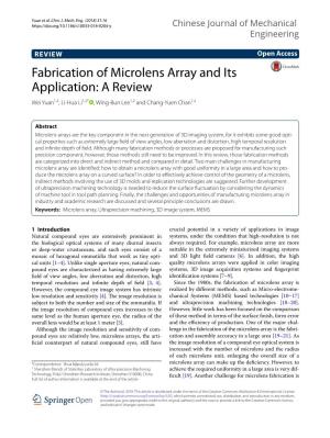 Fabrication of Microlens Array and Its Application: a Review Wei Yuan1,2, Li‑Hua Li1,2* , Wing‑Bun Lee1,2 and Chang‑Yuen Chan1,2