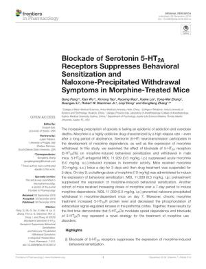 Blockade of Serotonin 5-HT2A Receptors Suppresses Behavioral Sensitization and Naloxone-Precipitated Withdrawal Symptoms in Morphine-Treated Mice