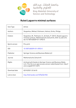 Ruled Laguerre Minimal Surfaces