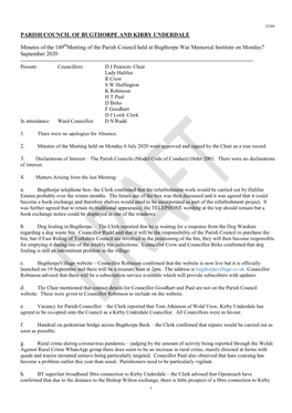 PARISH COUNCIL of BUGTHORPE and KIRBY UNDERDALE Minutes