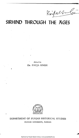 Dr Fauja Singh Department of Punjab Historical Studies