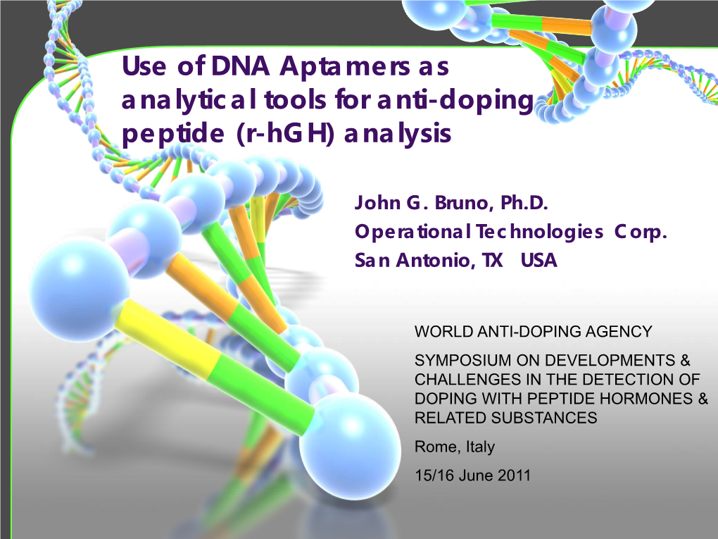 Use of DNA Aptamers As Analytical Tools for Anti-Doping Peptide (R-Hgh) Analysis