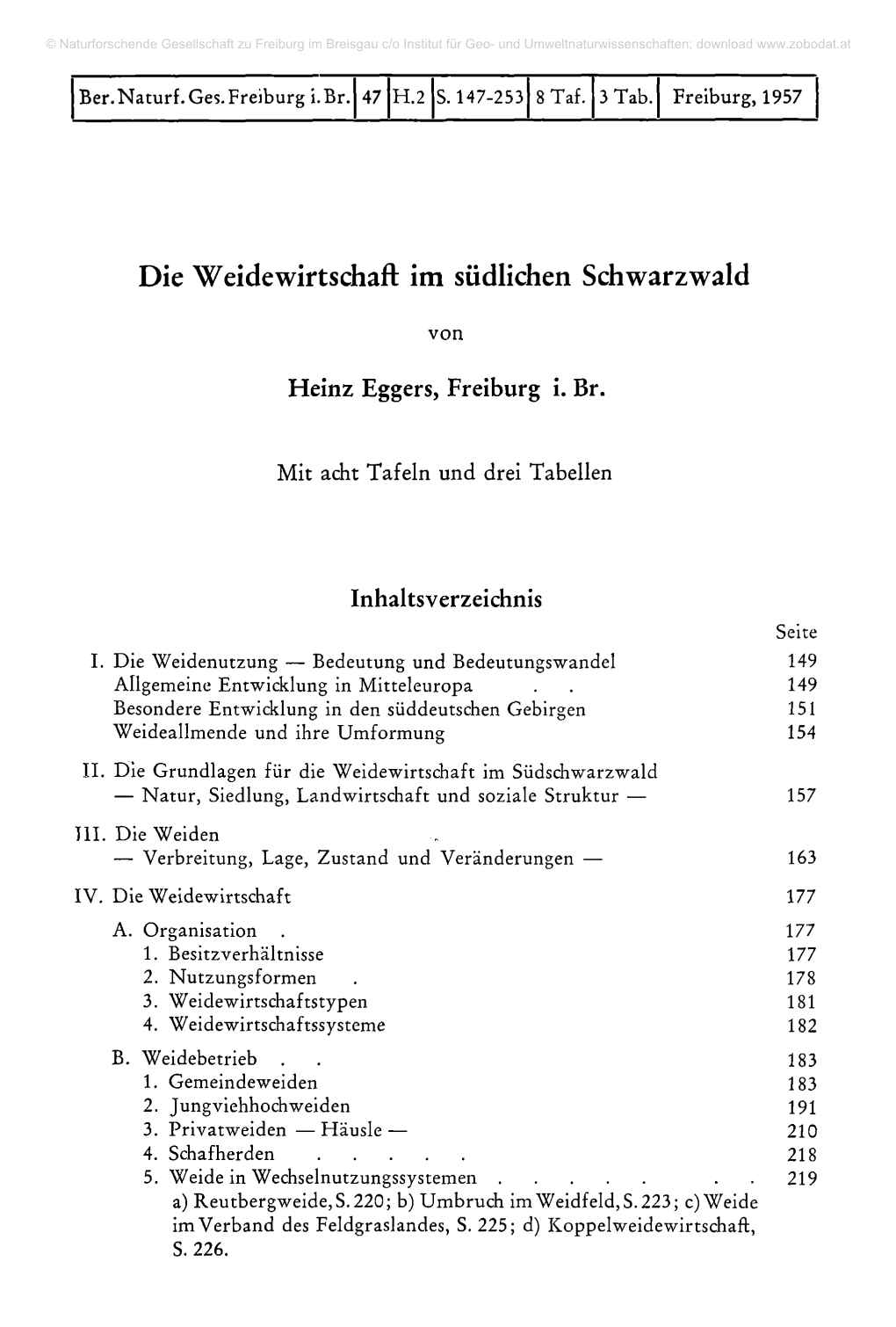 Die Weidewirtschaft Im Südlichen Schwarzwald