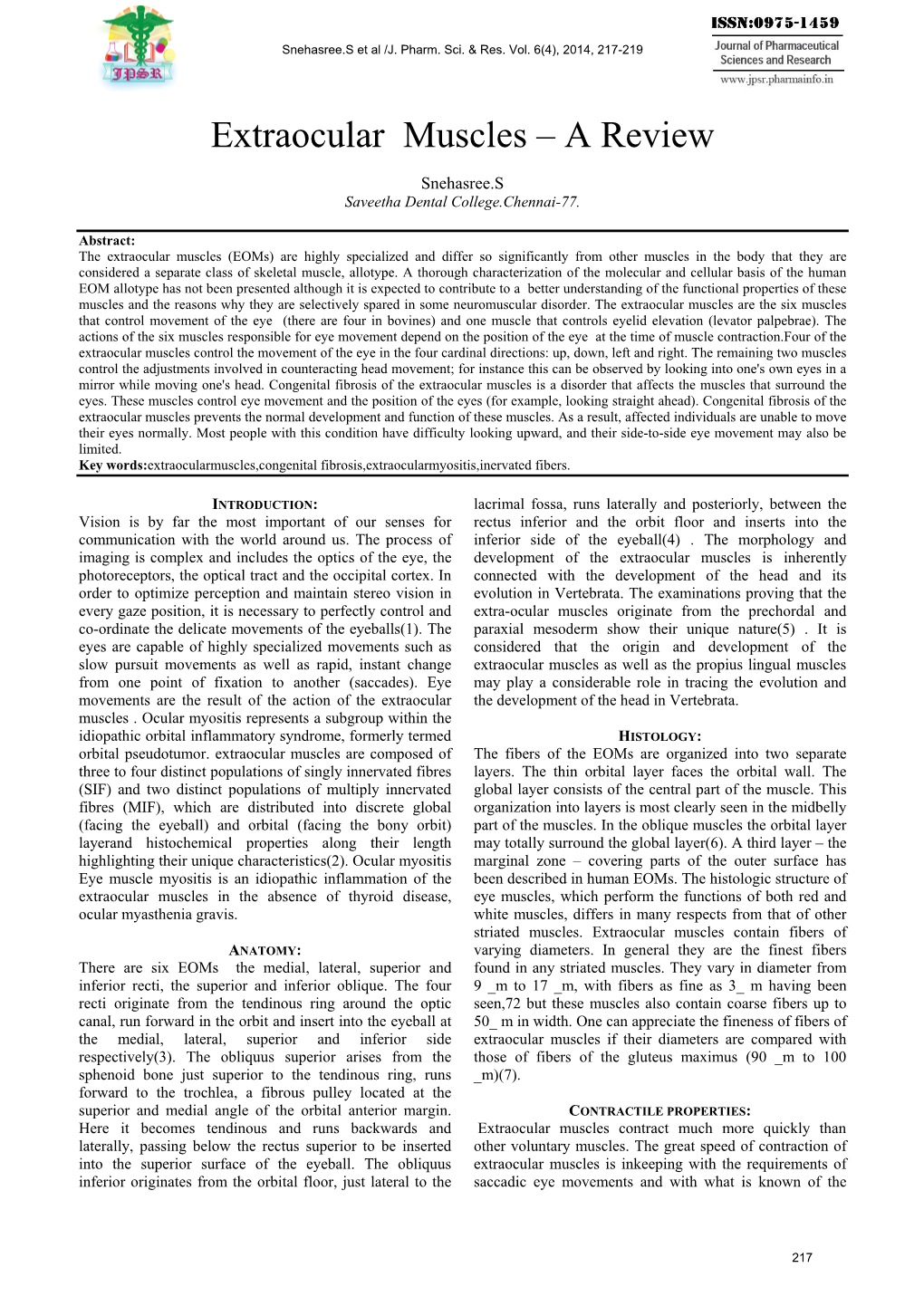 Extraocular Muscles – a Review