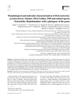 Morphological and Molecular Characterisation of Helicotylenchus