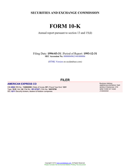 AMERICAN EXPRESS CO (Form: 10-K, Filing Date: 03/31/1994)