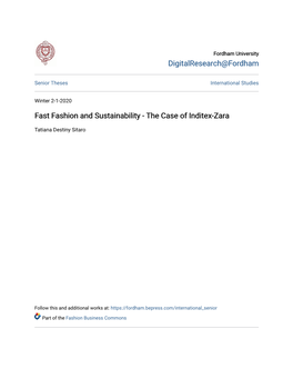 Fast Fashion and Sustainability - the Case of Inditex-Zara