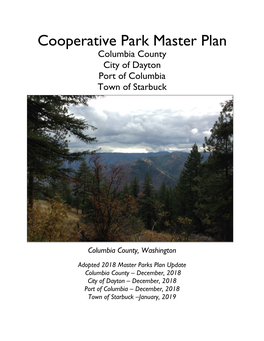 Cooperative Park Master Plan Columbia County City of Dayton Port of Columbia Town of Starbuck