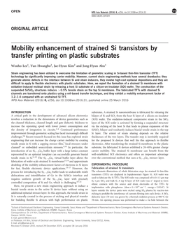 Mobility Enhancement of Strained Si Transistors by Transfer Printing on Plastic Substrates