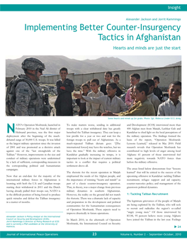 Implementing Better Counter-Insurgency Tactics in Afghanistan Hearts and Minds Are Just the Start