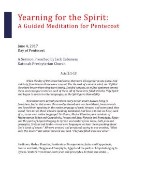 Yearning for the Spirit: a Guided Meditation for Pentecost