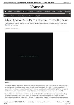 Album Review: Bring Me the Horizon – That's the Spirit | Nouse