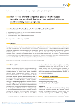 From the Southern North Sea Basin: Implications for Eocene and Quaternary Palaeogeography•