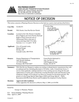 Notice of Decision