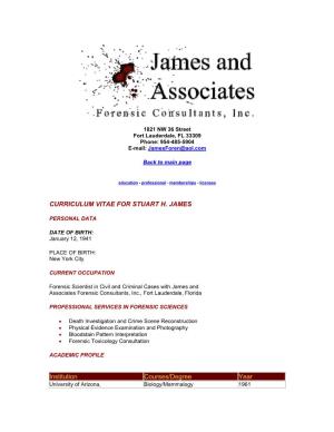 CURRICULUM VITAE for STUART H. JAMES Institution Courses