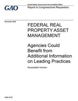 GAO-19-57, Accessible Version, FEDERAL REAL PROPERTY