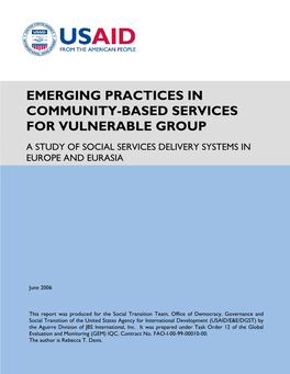 Emerging Practices in Community-Based Services for Vulnerable Group