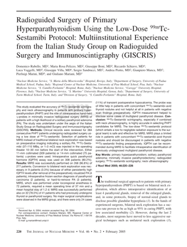 Radioguided Surgery of Primary Hyperparathyroidism Using the Low