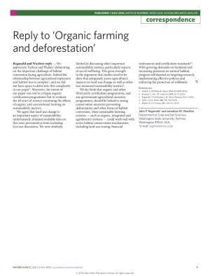 Organic Farming and Deforestation’