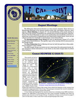 August Meetings Comet NEOWISE C/2020 F3