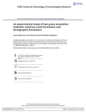 An Experimental Study of Two Grave Excavation Methods: Arbitrary Level Excavation and Stratigraphic Excavation