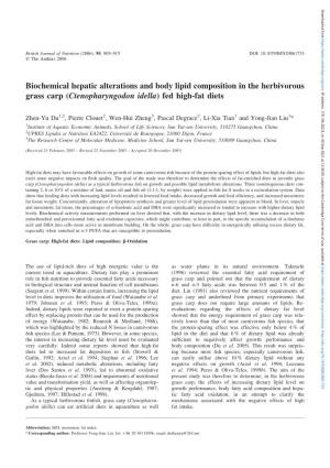 Biochemical Hepatic Alterations and Body Lipid Composition in the Herbivorous